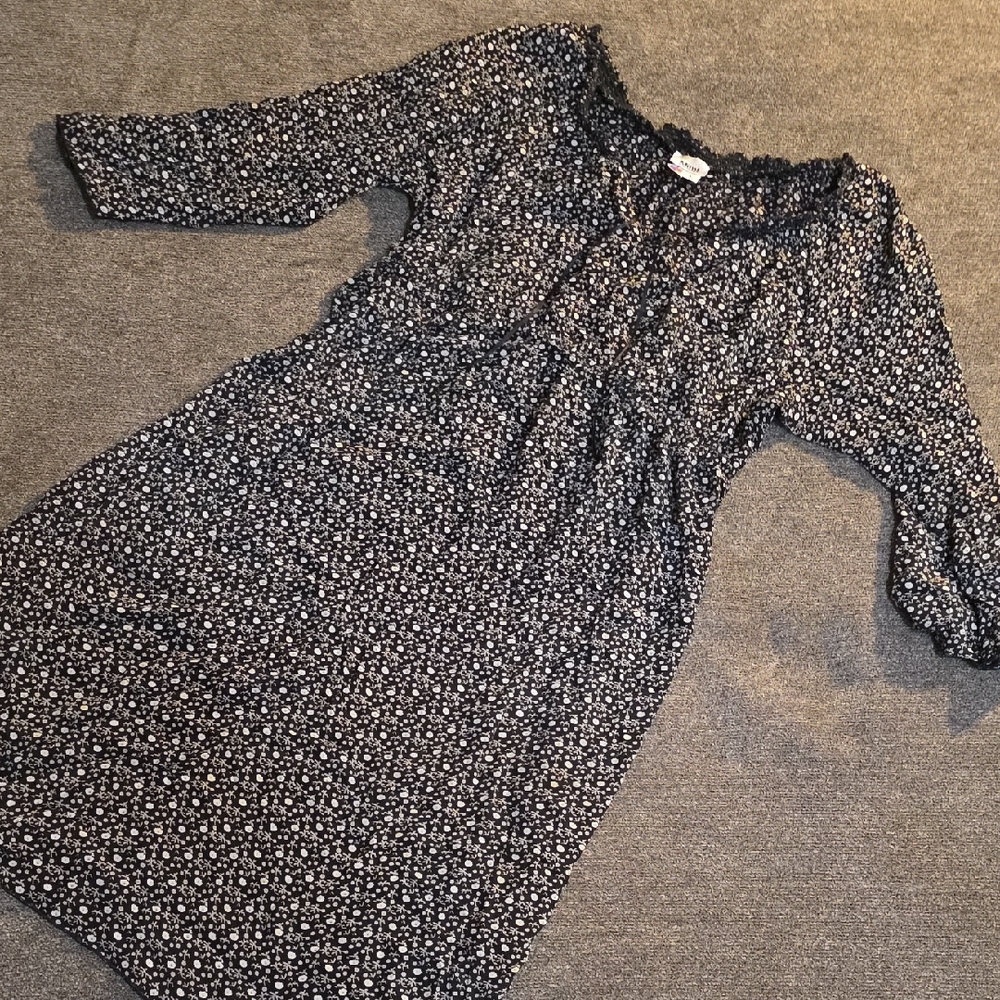 Mimi Maternity Black and White Floral Dress